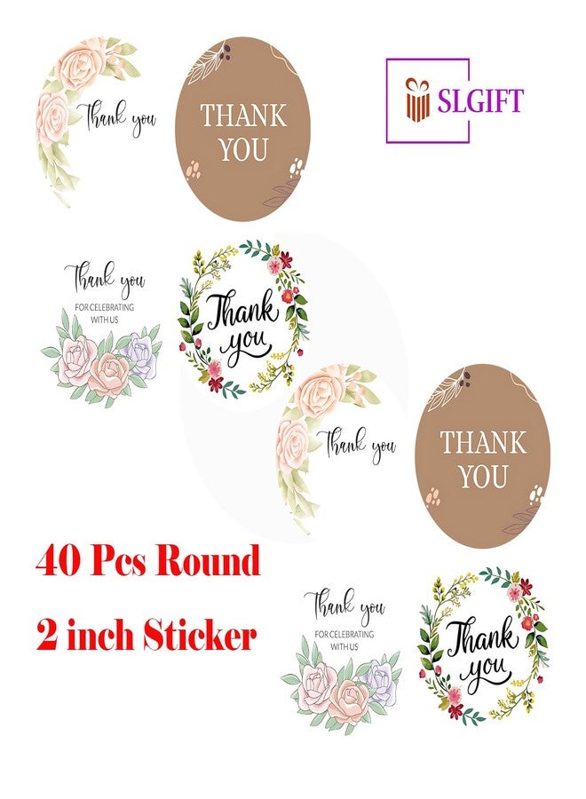 SLGIFT Vinyl Thank You Theme Sticker, Self-Adhesive Vinyl Stickers, 40 Pieces, 2 x 2 Inches Round Sticker, 4 Unique Designs, R108 - Image 4
